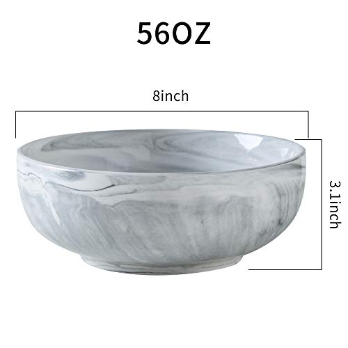 Yundu 56 Oz Gray Marble Porcelain Bowls, Popcorn Bowl, Fruit, Cereal, Pasta, Large, Soup, Serving, Pho Bowl Sets, Microwave And Dishwasher Safe Bowls For Kitchen, Set Of 3 #TOP1