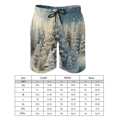 Mens Shorts Snow Wonderland Pine Tree Christmas Men Swim Trunks Quick-Dry Beach Shorts with Drawstring Pocket Bathing Suit 3XL2