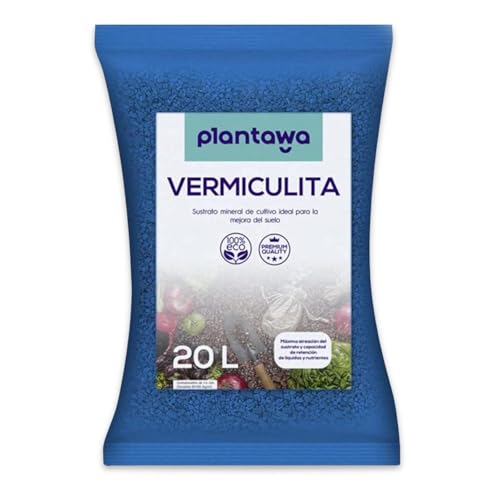 PLANTAWA Vermiculita Sustrato 20L, Tierra para Plantas Sustrato para Plantar Semillas Huerto Urbano, Abono Natural Tierra para Jardín Exterior, Sustratos y Abonos