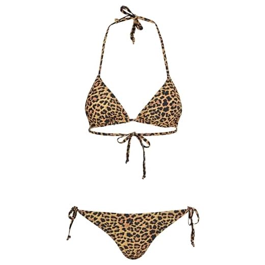 Urban Classics Damen Ladies Animal Bikini-Set, Mehrfarbig (Leo 01720), 40 (Herstellergröße: L)