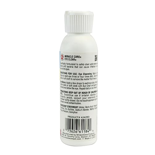 Miracle Care Eye Clear for Dogs and Cats, 4 Ounce, Non Stinging Eye Drops to Remove Tear Stains and Debris