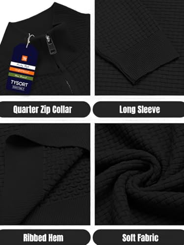 Image of TYSORT Men High Neck Zipper Full Sleeve Waffle Knitted Winter Sweater,Waffle Knit Sweater for Men