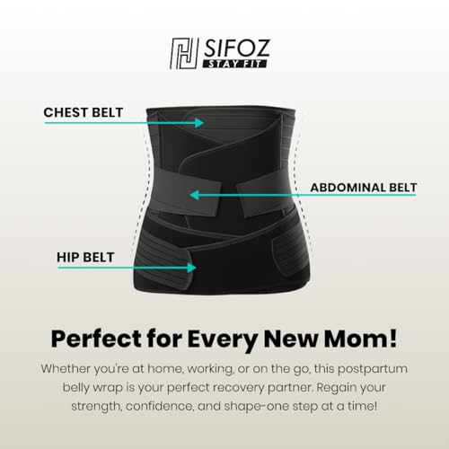 Image of Sifoz 3 in 1 Postpartum Support - Recovery Belly Belt Free Size Abdominal Support for post Delivery, Slimming Waist, Lower Back Pain, Tummy Reduction Belt For Belly After Delivery C-Section (Black)