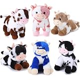 Syhood 6 Pcs Cow Stuffed Animals Set, Stuffed Cow Plush Bulk Gift Animal Plush for Birthday Boys Girls Christmas Party Graduation Kid Toddler Home Decor