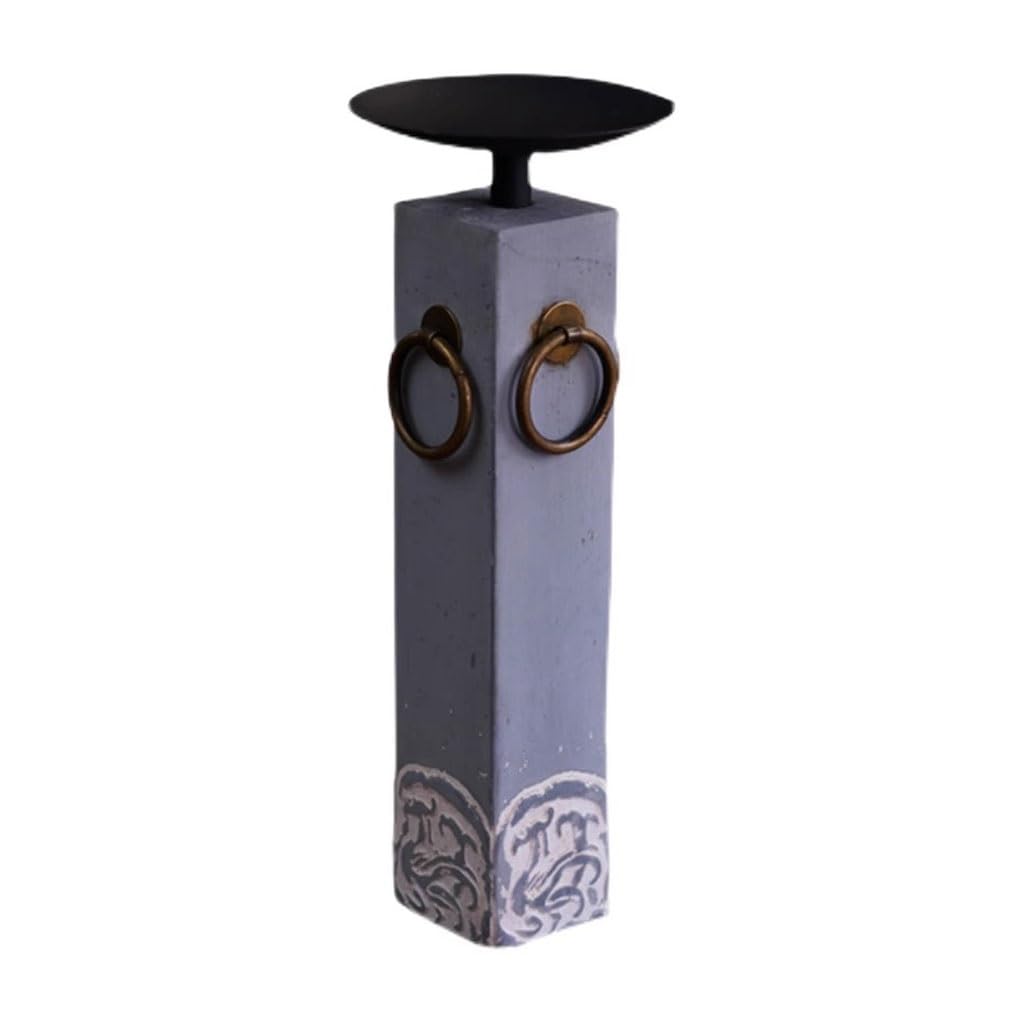 Candlesticks Holders Retro Chinese Relief Pattern Cement Column Tall Candlestick Decoration Candle Holders for Candlesticks