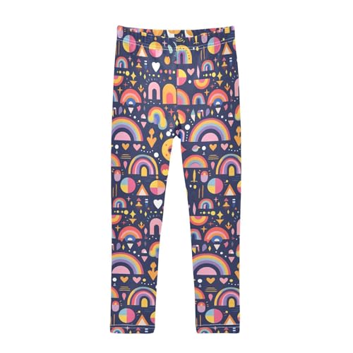 Rainbow Boho Style Kids Girl's Cotton Leggings Fashion Full Length Dance Pants Gym