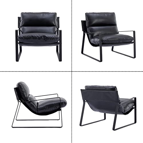 Fauteuil moderne cuir PU imperméable noir Ya-Home