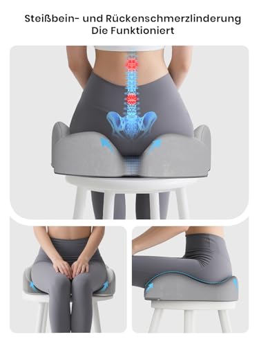 Benazcap Ergonomisches Kissen zur Druckentlastung bei langem Sitzen, Grau – Ansicht 5