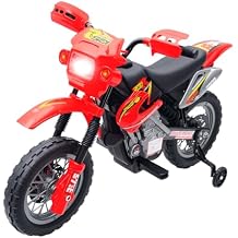 Aosom 6V Kids Motorcycle, Electric Motorcycle with Dirt Bike Style, Street Bike Design Battery Powered Ride On Toy with Training Wheels, Headlight, Music, Ages 5-8, Red