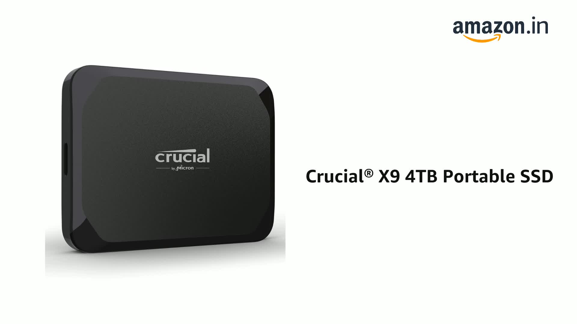 Crucial X9 4TB Portable SSD – Up to 1050MB/s Read, PC and Mac 