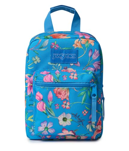 Image of JanSport Big Break Insulated Lunch Bag - Travel Cooler, Flora Aura Electric | Small Compact Soft-Sided Travel Cooler for Day Trips