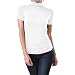 Stretch Short Sleeve Mock Neck Turtleneck Blouse Top Shirt (White)