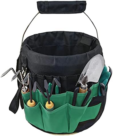 Green Gardening Tools Organizer 5 Gallon Bucket Tools Kit Storage Organizer with Handle, Garden 42 Pockets Tools Management Bucket Bag Trays, Insert Bucket Boss Tools Organizer (Tools Excluded), Black, 17.91 inch x 11.81 inch - Thumbnail 2