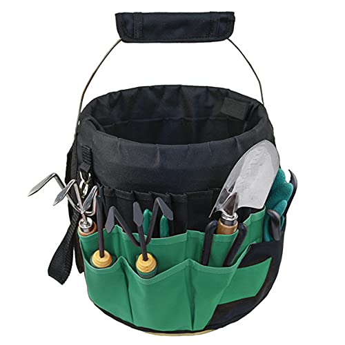 Asenie Green Gardening Tools Organizer 5 Gallon Bucket Tools Kit Storage Organizer with Handle