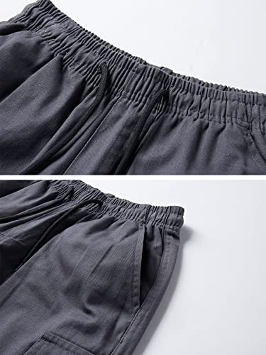 Natust Boys Cotton Cargo Shorts Kids Summer Elastic Waist Pull On Shorts Casual Bermuda Grey 13-14 Years #TOP5