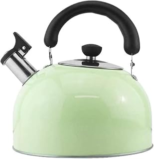 Tetera de té con silbido de caramelo, tetera de acero inoxidable, tetera de inducción de gas, universal, tetera, estufa, tetera con silbido (color: verde, tamaño: 5 L) (verde 5 L)