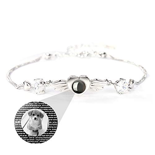 Bracelet De Projection Personnalisé Bracelet Photo Femme Personnalisé Bracelet Coeur Bracelet En Argent 925 Je T'Aime 100 Langues Bracelet Cadeau D'Anniversaire Fête Des Mères Cover