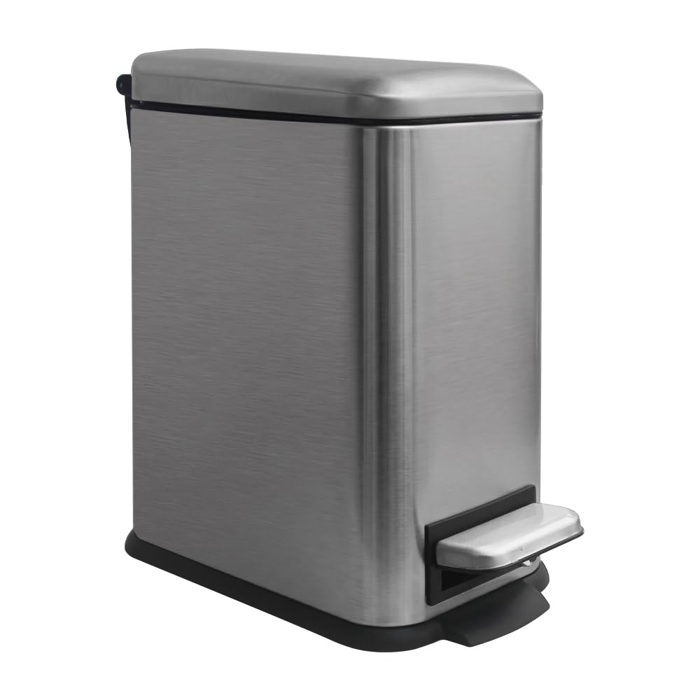 Cubo de basura de acero inoxidable rectangular de 5l acabado gris de alta gama 8