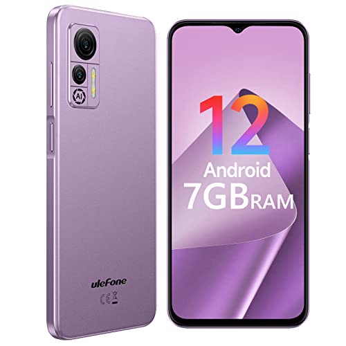 Ulefone Telephone Portable Débloqués, Note 14 Smartphone Android 12,téléphone Portable Pas Cher 4G, 4500 mAh, 6,52” HD +, 3Go RAM(SD 128Go), 8MP+5MP, Double SIM/3 Slots/Face ID, Violet