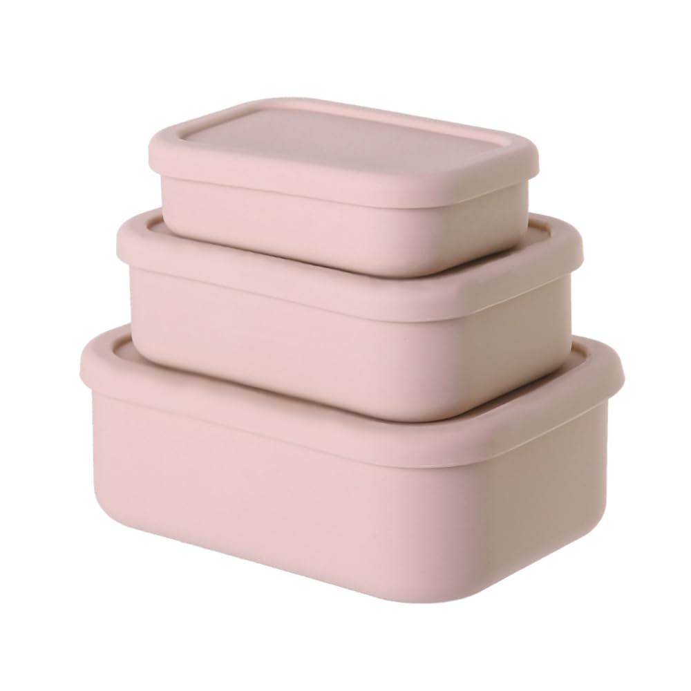 DONGKER Silicone Food Storage Containers,3 PCS 1300/700/300ml Silicone Bento Box with Sealing Slot Design Lid for Soups Sauces Stews Travel Office