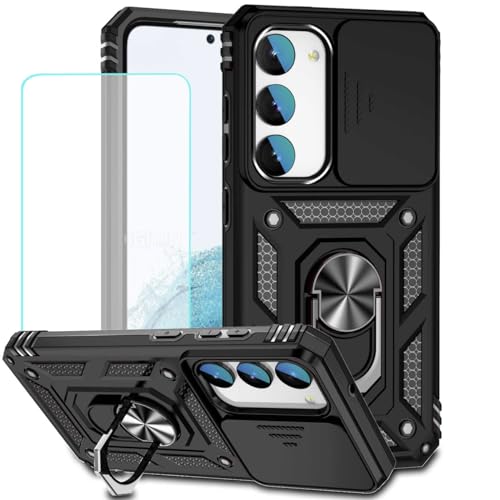 Coque Samsung S23 FE avec cache caméra coulissant et anneau rotatif magnétique