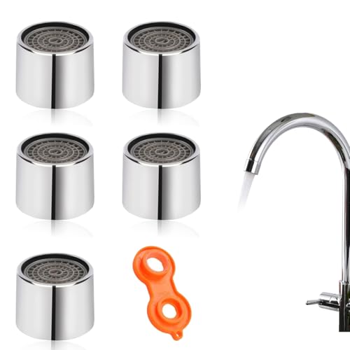 5 Stück Strahlregler Wasserhahn M24,Wasserhahn sieb Einsatz, Mischdüsenschlüssel mit ABS Filter, für Küche Bath Room,Long