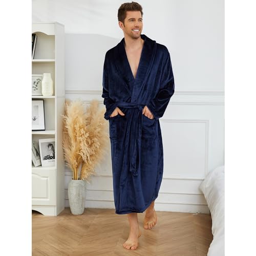 U2SKIIN Mens Fleece Robe Plush Collar Shawl Bathrobe3