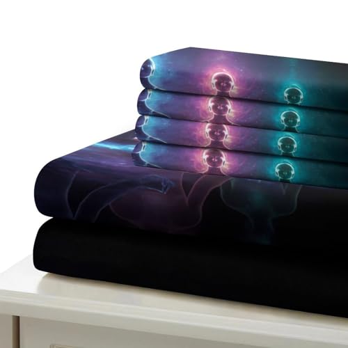 Housse de couette fermeture éclair anti-acarien imprimé 3D méditation