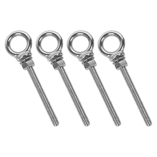 DEARMAMY Bulloni ad Occhiello Filettati in Acciaio Inox M6X60 Set da 4 Pezzi con Dadi per Ancoraggio in Cemento Bulloni ad Occhiello per Impieghi Gravosi per Sospensione e Fissaggio in