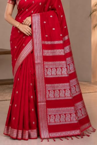 Image of Pure Kalyani Cotton Saree | Zari Border & Blouse Piece - Lata Gadwal Design | Traditional Saree