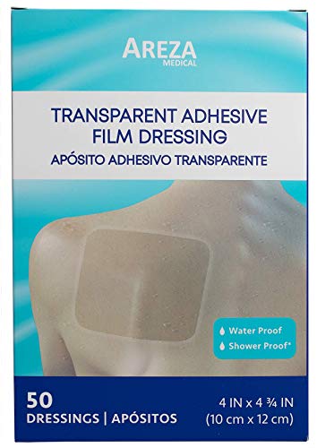 Showerproof Transparent Adhesive Film Dressing 4" X 4" 3/4" 50 Per Box #TOP3