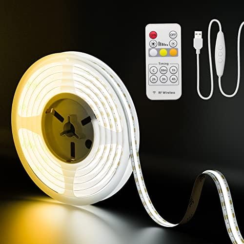 PAUTIX USB LED Strip Lights White CCT Tunable 2M 640LEDs/M, 5V Dimmable 2700K-6500K COB LED Tape Lights CRI90+ Monitor TV Backlight,Under Cabinet Tape Light for Cabinet,Bedroom,Home DIY Lighting