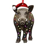 GEPOSTORE Funny Wild Boar Wooden Ornament – Rustic Pig Hunter Christmas Tree Decoration, Hunting 2025