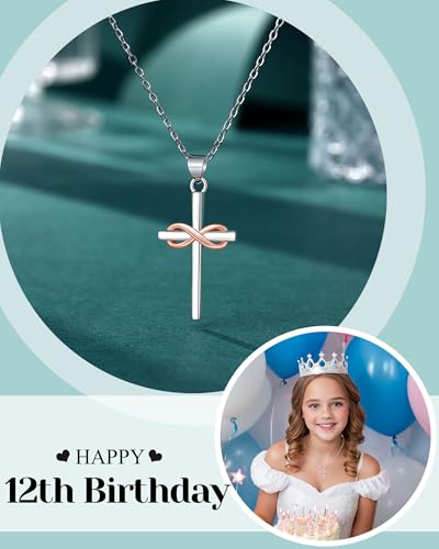 UPROMI Happy 10th/11th/12th/13th/14th/15th/16th/17th/18th/21st Birthday Gifts for Girls Her, Cross Necklace Birthday Gift Ideas2