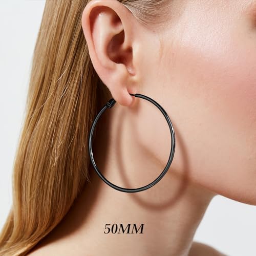 Image of DAILY VIBES Simple Big Thin Hoop Earrings for Women Trendy, 3 Pairs | 925 Sterling Silver Post Large Hoops, 14K Gold or Silver Plated Loop, Hypoallergenic Hoop Earrings Set