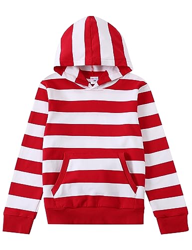 COSLAND Boys' Striped Hoodies Kids Cotton Long Sleeve Hooded Sweatshirts, X-Small-Large