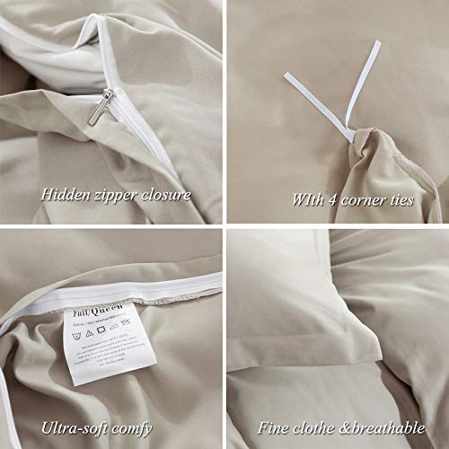 Uhsupris Khaki Duvet Covers King Size 3Pcs Solid Color Bedding Set With Zipper&Corner Ties (No Comforter) #TOP4