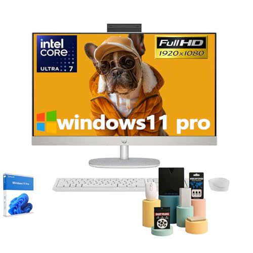 Image of HP 27 inch Touchscreen All in One Desktop Computer, FHD IPS Display(1920 x 1080), Intel 12-Core Ultra 7,Adjustable Height,Intel Graphics, Win 11 Pro, Jet Black, with Accessories,16 GB DDR5, 1TB SSD