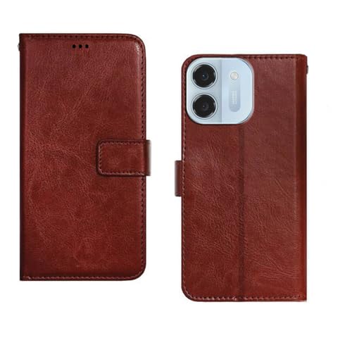 Image of amazon basics Ai+ Pulse 2 5G Flip Cover | Card Pockets Wallet & Stand | Flip Cover for Ai+ Pulse 2 5G (Brown)