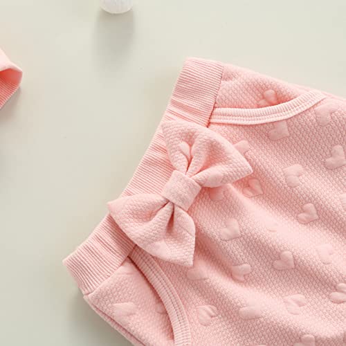 Newborn Baby Boy Girl Clothes Gender Neutral Sweatsuit Unisex Solid Outfit Long Sleeve Warm Pullover Pant Set (Pink-Hearts, 6-12 Months) #TOP5