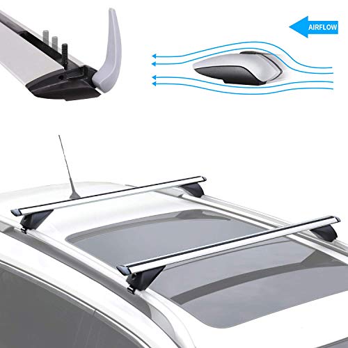 XCAR 53" Aluminum Cross Bars Roof Rack Set Crossbars Cargo Carrier Rooftop Luggage Bike Rack for Car Vehicles SUVs with Existing Raised Side Rails with a Gap