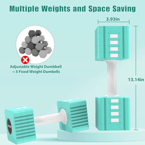 KEMLDIVS Adjustable Weight Dumbbells Set of 2, 3.4lb/5.7lb/8lb/10.3lb/12.6lb Each Hand Weight Sets for Women/Men, Adjustable Dumbbells Set for Home Gym Fitness Workout Strength Training