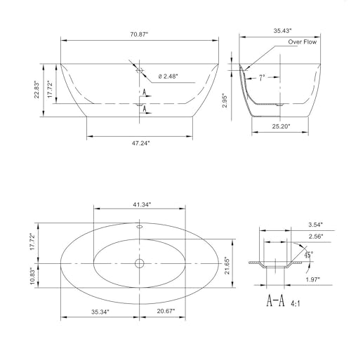 Empava-Acrylic-Freestanding-Bathtub-71-inch-Contemporary-Soaking-Tub-with-Overflow-and-Drain Empava Acrylic Freestanding Bathtub 71 inch Contemporary Soaking Tub with Overflow and Drain