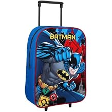 Top Linen Kids Travel Trolley Backpack - Wheeled Suitcase Rucksack Bag - Children Favourite Characters Foldable Carry-on Luggage Carrier Bag - Standard Batman Trolley Bag