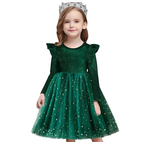 NNJXD Princess Girl Long Sleeve Autumn Winter Dress Tulle Party Dresses