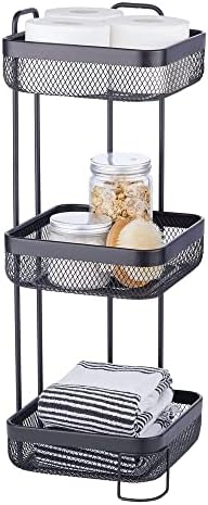 mDesign Practical Bathroom Storage  Large Bathroom Accessory with 3 Baskets  Elegant Bathroom Shelves Made of Rust-Resistant Metal for Shampoo, Soap or Towels  Black