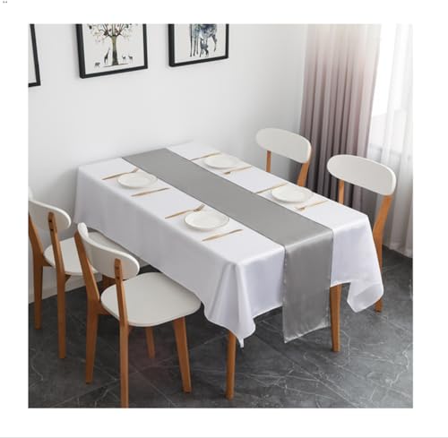 CNFQ Lot 10 Chemins De Table Satin Décoration Salle Mariage Table Runner 275cm X 30cm (Gris foncé)
