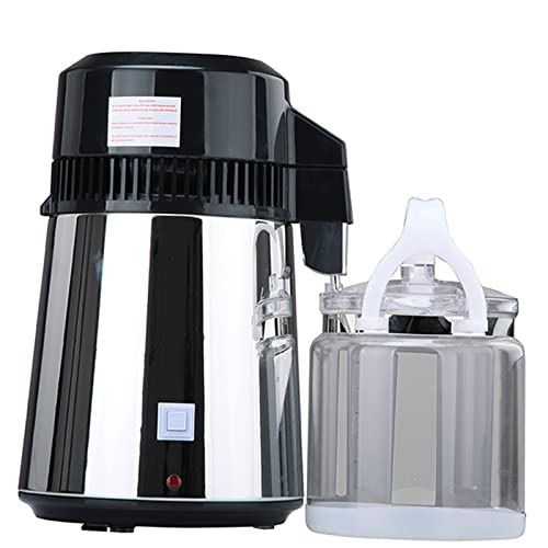 Destilador de agua pura de 4 l, 800 W de temperatura controlada, archivador dental purificado destilado, purificador de agua destilada de acero inoxidable, para uso doméstico, médico, dental, laborato Cover