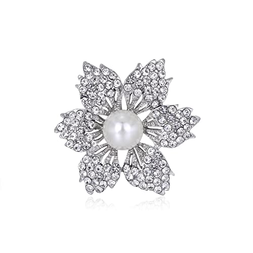 Broche perle strass six pétale fleur broches bijoux pour femmes style A