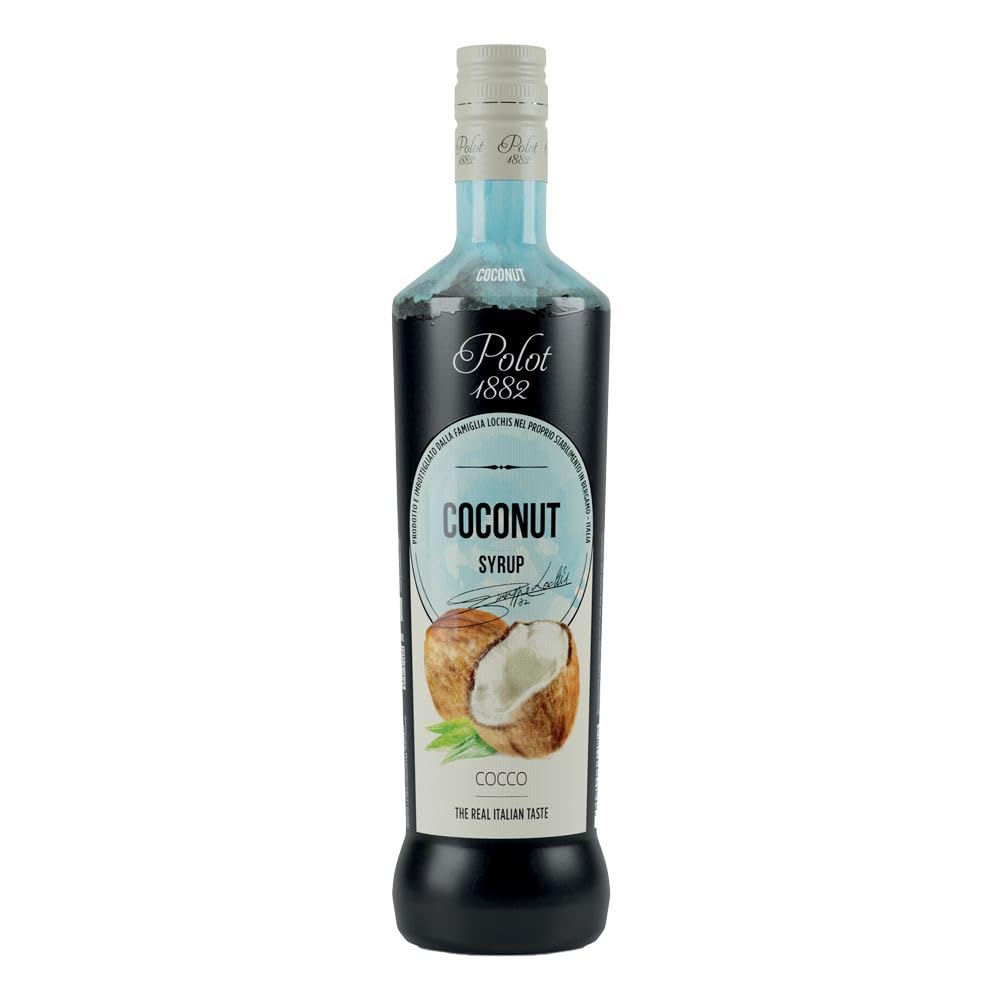 Polot 1882 Coconut Syrup 70cl – Italian Bar-Grade Non-Alcoholic Syrup, Smooth Tropical Coconut Flavour, Gluten-Free, Perfect for Piña Coladas, Iced Coffees, Milkshakes, Lemonades & Mocktails